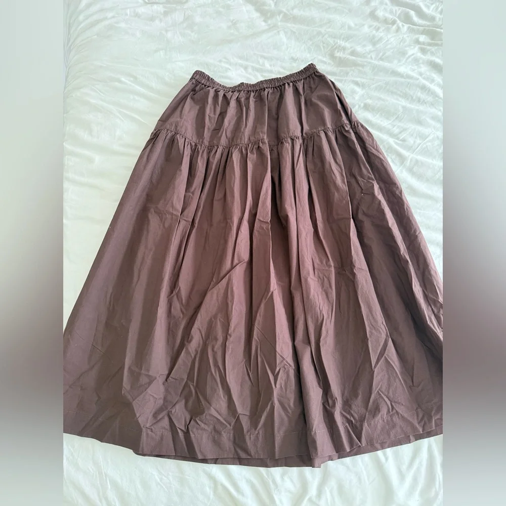 Harly Jae Espresso Prairie Cotton Women’s Brown Tiered Midi Maxi Skirt - Picture 4 of 6